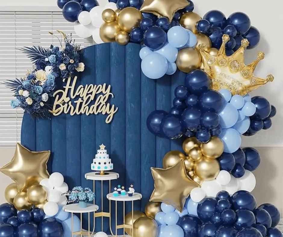 Globos de Cumpleaños Azul para Niños Birthday balloon Garland Arco Globos